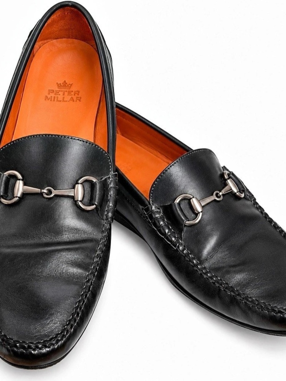 Peter Millar Men’s 8.5M Black Leather Horsebit Loafers Driving Shoes Brazil